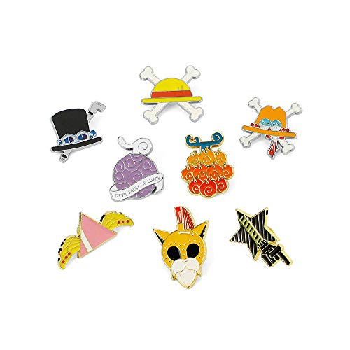One Piece Luffy Devil Fruit Metal Pins Cool Anime Badges Collection Set of 8