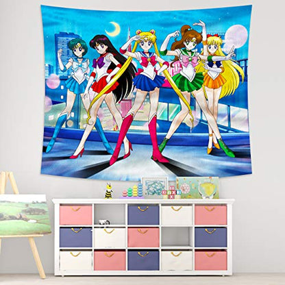 Anime Sailor Moon, Attack on Titan, One peice, and haikyuu Tapestry