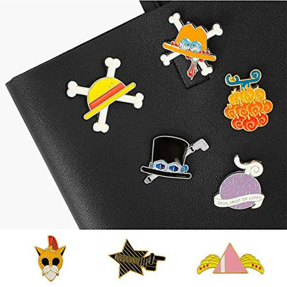 One Piece Luffy Devil Fruit Metal Pins Cool Anime Badges Collection Set of 8