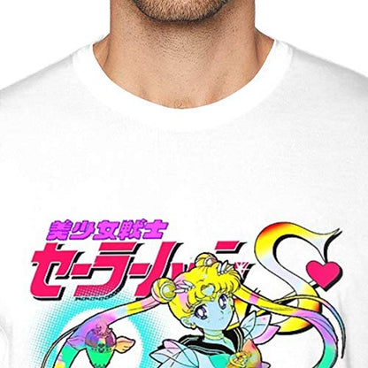 Cute Sailor Moon Men's Short Sleeve Classic T-Shirt White