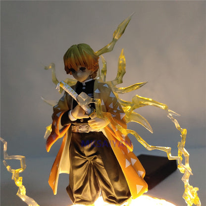Demon Slayer Action Anime Figures Kimetsu no Yaiba Agatsuma Zenitsu Night Lights Led Set Figurine Model Toys for Children Model