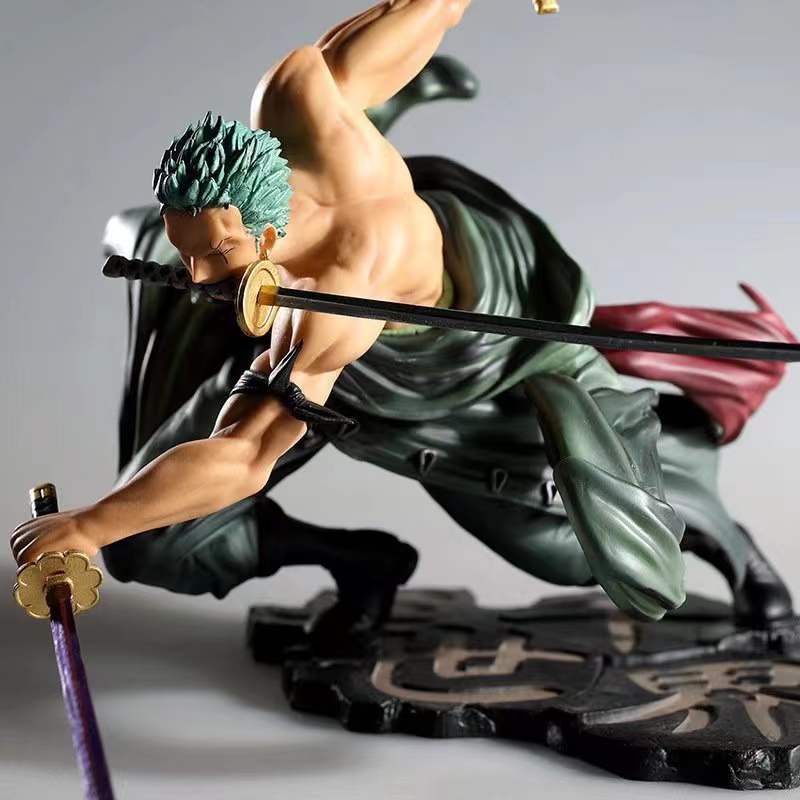 Trunkin One Piece Roronoa Zoro PVC Action Anime 31 Cms Zoro Figure Statue  Model Toys Standie Action Figure Weeb Manga Collectible Figurine,Base:  Polyresin & Copper ; Coating: 24 Carat Pure gold 