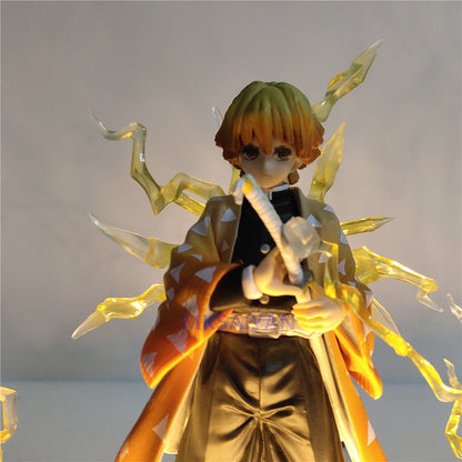 Demon Slayer Action Anime Figures Kimetsu no Yaiba Agatsuma Zenitsu Night Lights Led Set Figurine Model Toys for Children Model