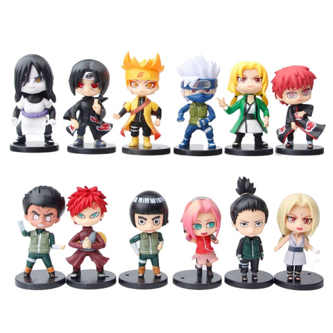 12 Pcs/Set Anime Naruto Kakashi Gaara PVC Action Figure Collectible Toy  Gifts